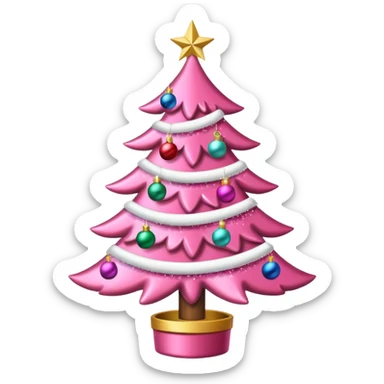 pink christmas tree with pretty ornaments sticker