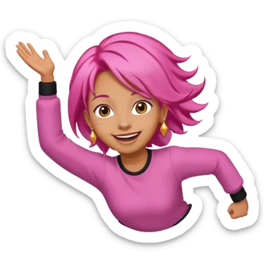 bungee jumping face with earrings pink hair flying away sticker