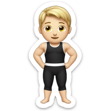sporty european boy in gymnast leotard sticker