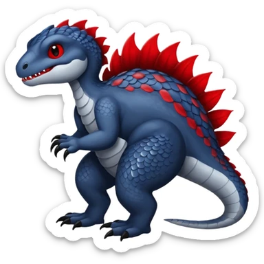 midnight blue-gray-black, with red markings, white belly, scaley scaly Bastet-Noibat-Gatomon-Garchomp-Digimon-Fakémon-Pokémon-creature (full body) sticker