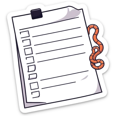 long curling to-do list paper looping up and down like a snake with tiny checkboxes fading into distance sticker