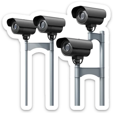 Four cctv cameras linked together on pole sticker