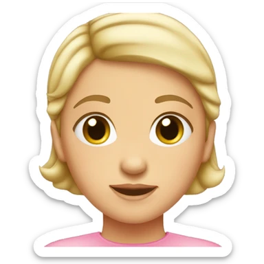 head shot of a caucasian young girl with a buzz cut wearing a pink dress  sticker