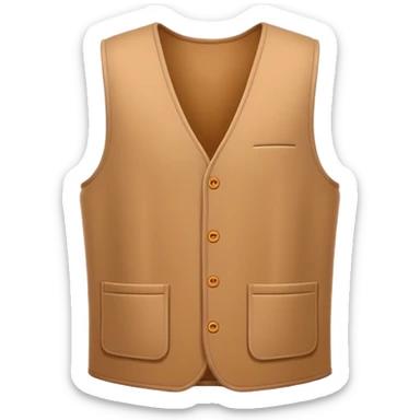 A 3D Apple-style emoji of a simple sleeveless vest (yelek), front view, minimal and clean design, soft fabric texture, neutral colors, cartoon-like and cute style sticker