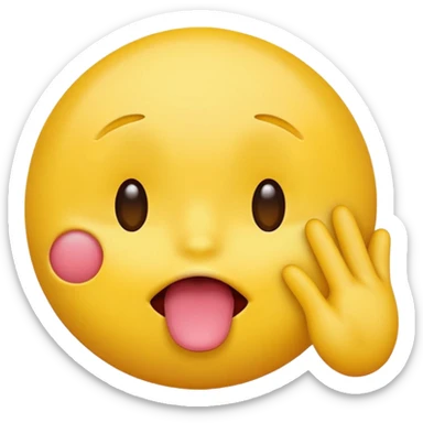 yellow emoji face sticking out tongue, covering eyes with one hand, playful and silly expression sticker