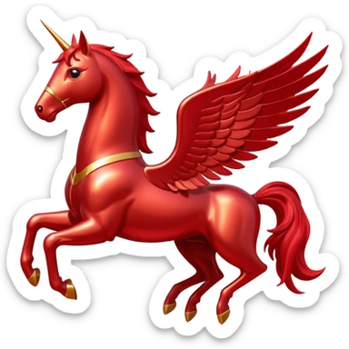 Mobil red Pegasus with white outline sticker