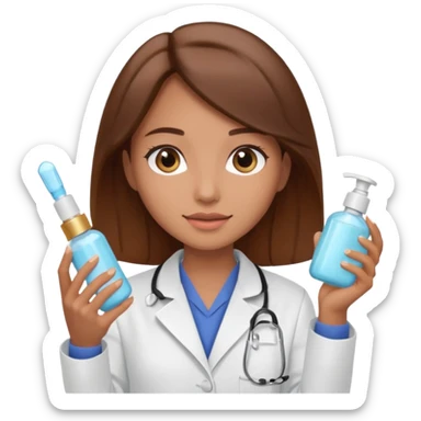 Girl being an esthetician brown hair  sticker