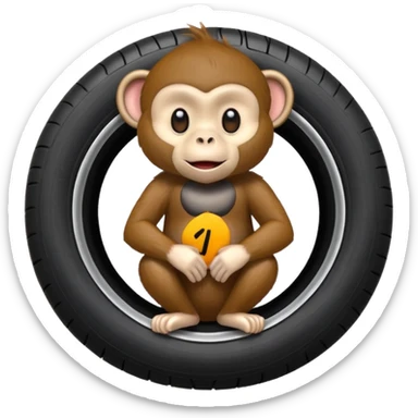 a monkey in a tire sticker