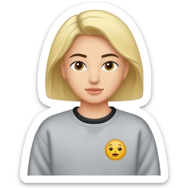 Saçı arkadan bağlı beyaz tenli kirli sakallı 24 yaşlarında üzerinde gri  sweat olan bir erkek çiz sticker