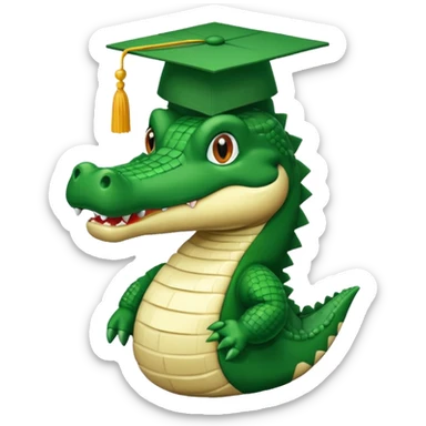 An 8-bit academic gator. The background is a solid white circle sticker