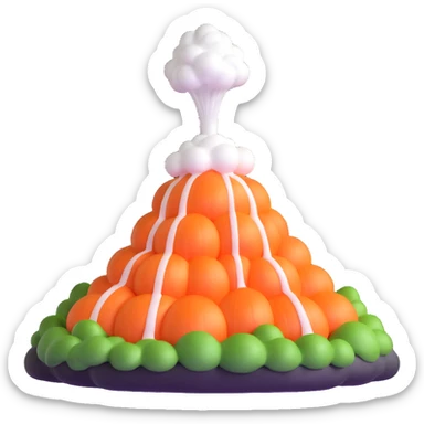 onion volcano with steam coming out sticker