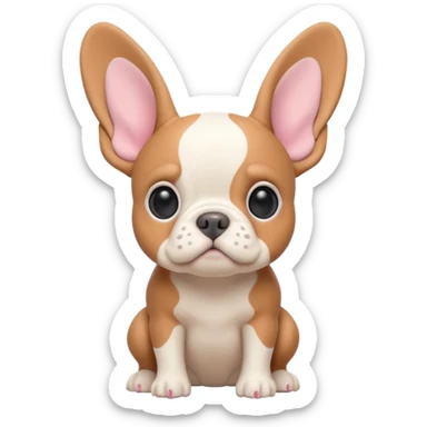 matte plasticine claymation style fawn pied Frenchie with visible fingerprints and pastel colors sticker