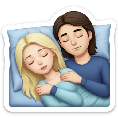 girl with long dark brown hair and pale skin sleeping with a blonde man sticker