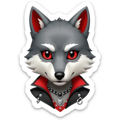 Anthropomorphic Anthro Furry punky gothic black white and red badass cool stylish handsome smexy Animal-furry-fursona sticker