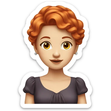 red hair girl in elegant dress sticker