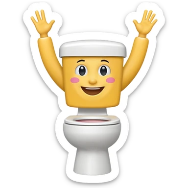 skibidi toilet character with arms up dancing sticker