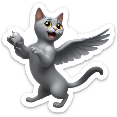 Cat dancing with pigeon  sticker