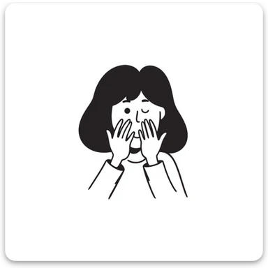 hand-drawn doodle of a person peeking through their fingers, sketchy lines sticker