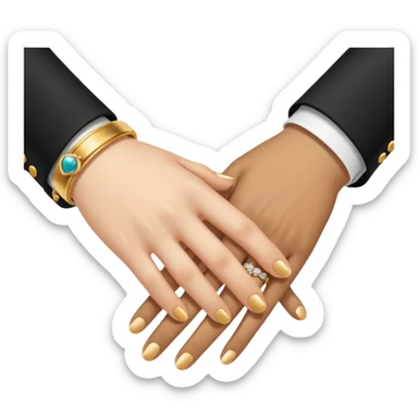 Two hands in a engagement..One hand of groom and one hand of bride. sticker