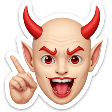 Devil horn hand in front of person with tongue out sticker