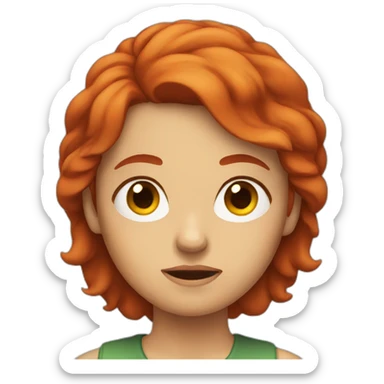 Frowning woman with red hair sticker