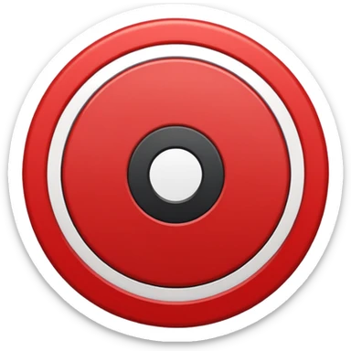A black circle surrounded by a white circle surrounded by a red circle like a target sticker