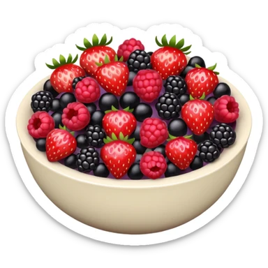 bowl solo de frutos rojos: fresas, moras, frambuesas. con vista desde arriba sticker