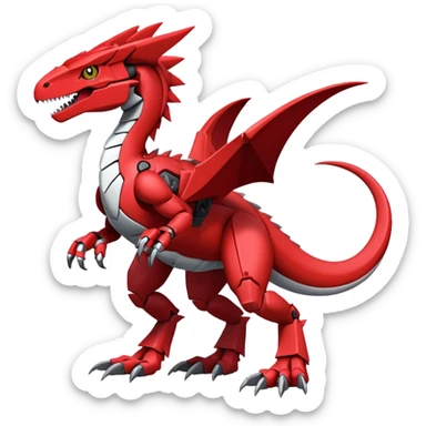  Cool Edgy Red Digimon-Fakemon-Guilmon-Velociraptor-Dragon-Mecha full body  sticker