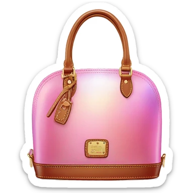 Realistic pink iridescent dome shaped Dooney and Bourke satchel purse isolated.  sticker