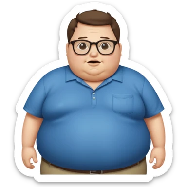 Hombre nerd obeso mórbido con la barriga saliendo de la camisa sticker