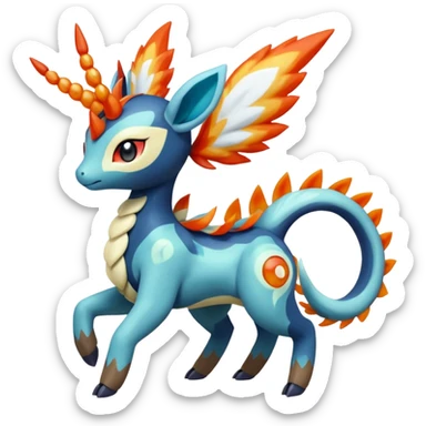 loopy honey-dipped buzzing bumbling fuzzy cute fiery ivy-hydro-Meloetta-Dialga-Salamence-Giratina-Rapidash-Pokémon-Fakémon-fusion-hybrid-creature sticker