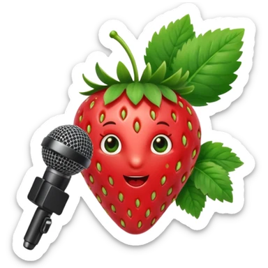strawberries hold mic sticker