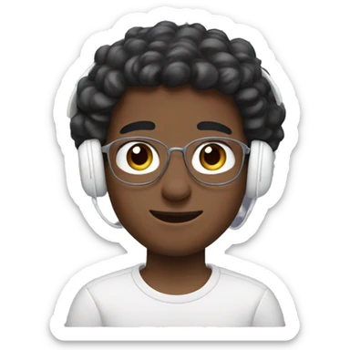 boy with AirPods max sticker