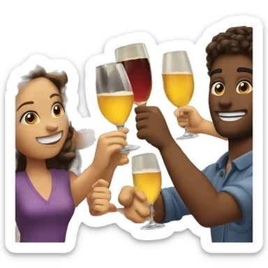a group of friends toasting sticker