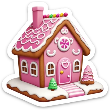 Cute pink gingerbread house sticker