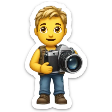 drawn little men holding a camera in his hands sticker