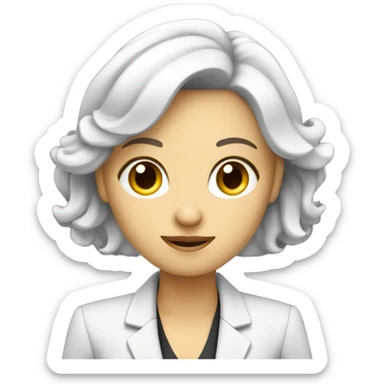 Beautiful White Woman with Laptop busy with coding for Office Work, nice hair, suit  sticker