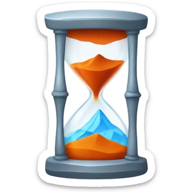 Design three consistent hourglass emojis:  
1. Dead: Empty, cracked stone texture.  
2. Fire: Half-filled, glowing orange/red sand.  
3. Ice: Full, frosty blue/white sand.  
Minimalistic and clean style. sticker