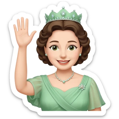 Queen Elizabeth waves in pastel green clothes sticker