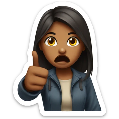 a girl pointing a finger towards someone in rAGE and anger the girl is fair sticker