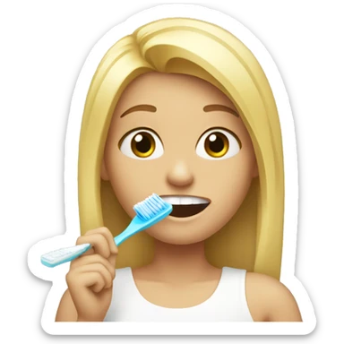 suprised blond girl with a toothbrush sticker
