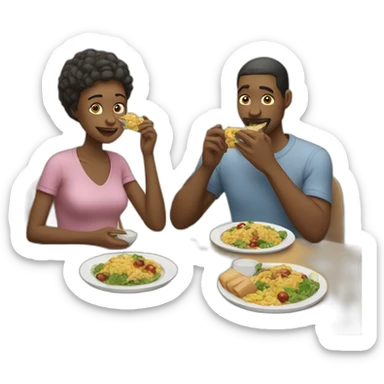 White Parents eating lunch sticker