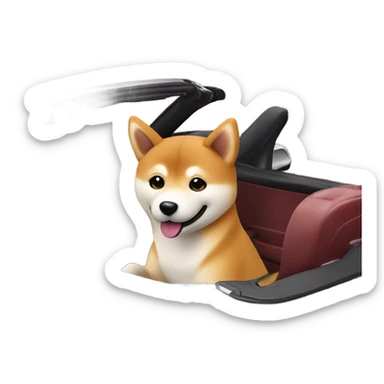 Shiba Inu driving Corvette convertible drinking Coors sticker