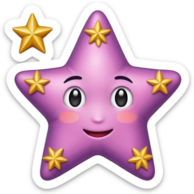 Quiero un emoji de estrella, pero que la estrella sea de oro rosa y brilli brilli con chispitas moradas El emojo qie sea para el whatsapp sticker