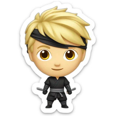 Bobble head blond hair boy dressed as a new ninja sticker