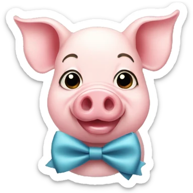 female pig cute with bow tie sticker