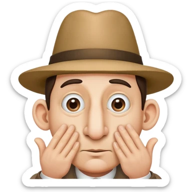 Big nose man with little circle hat yamaka on his head puttin his hands together greedily sticker