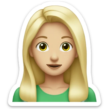Blonde girl with green eyes wearing a basic top sticker