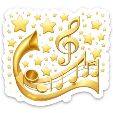 singing notes become stars flowing in the night sky sticker