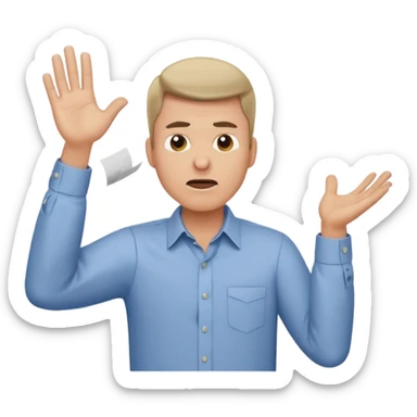 A man throwing papers in the air, frust sticker